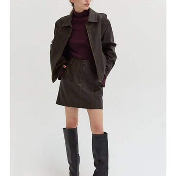 Java Vegan Distressed Leather Jacket - Picture 6 of 8